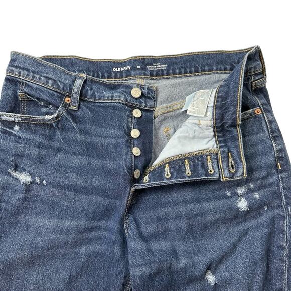 Old Navy high rise slouchy straight distressed jeans women's size 10 - Picture 6 of 11